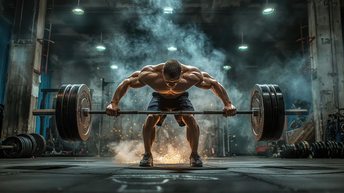 Athlete performing a heavy deadlift