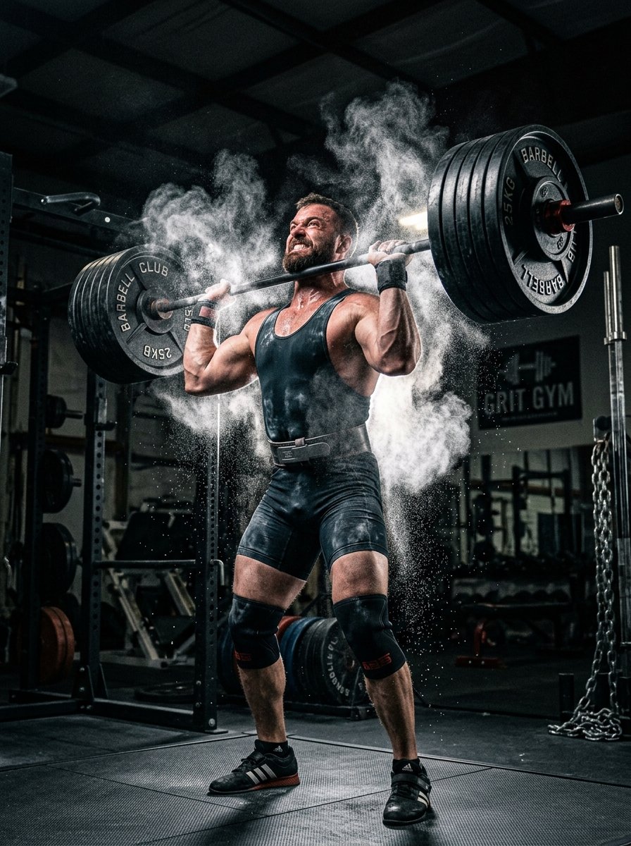Heavy Overhead Press with Chalk Explosion
